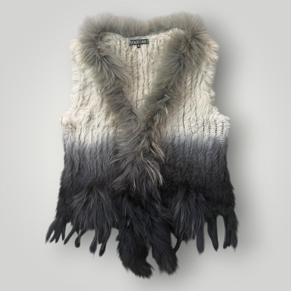 Dolce Cabo 100% Genuine Raccoon Fur Long Ombre Vest  Women’s M